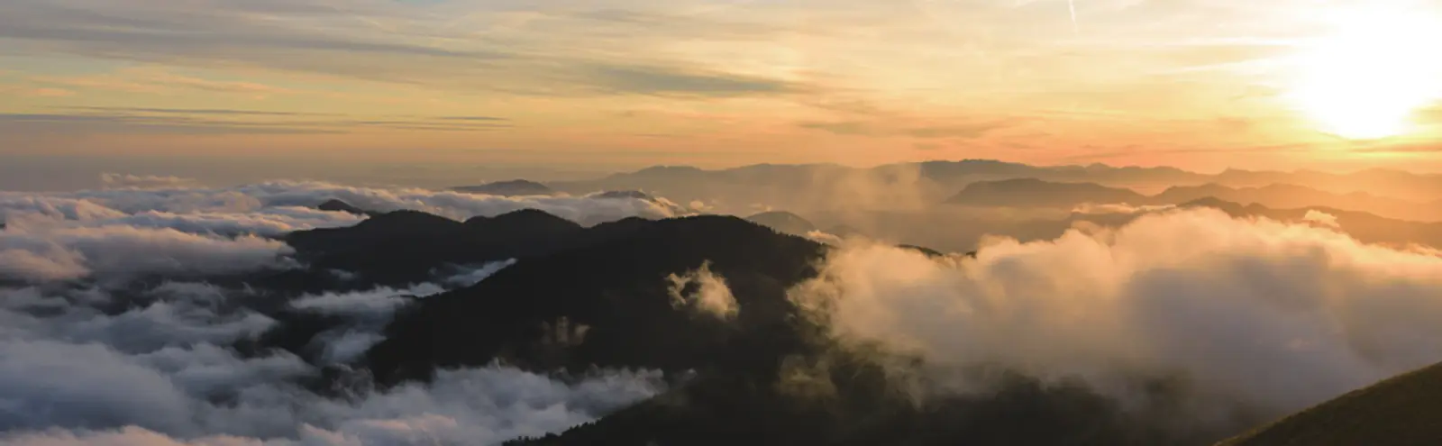 Sea of clouds over a mountain range