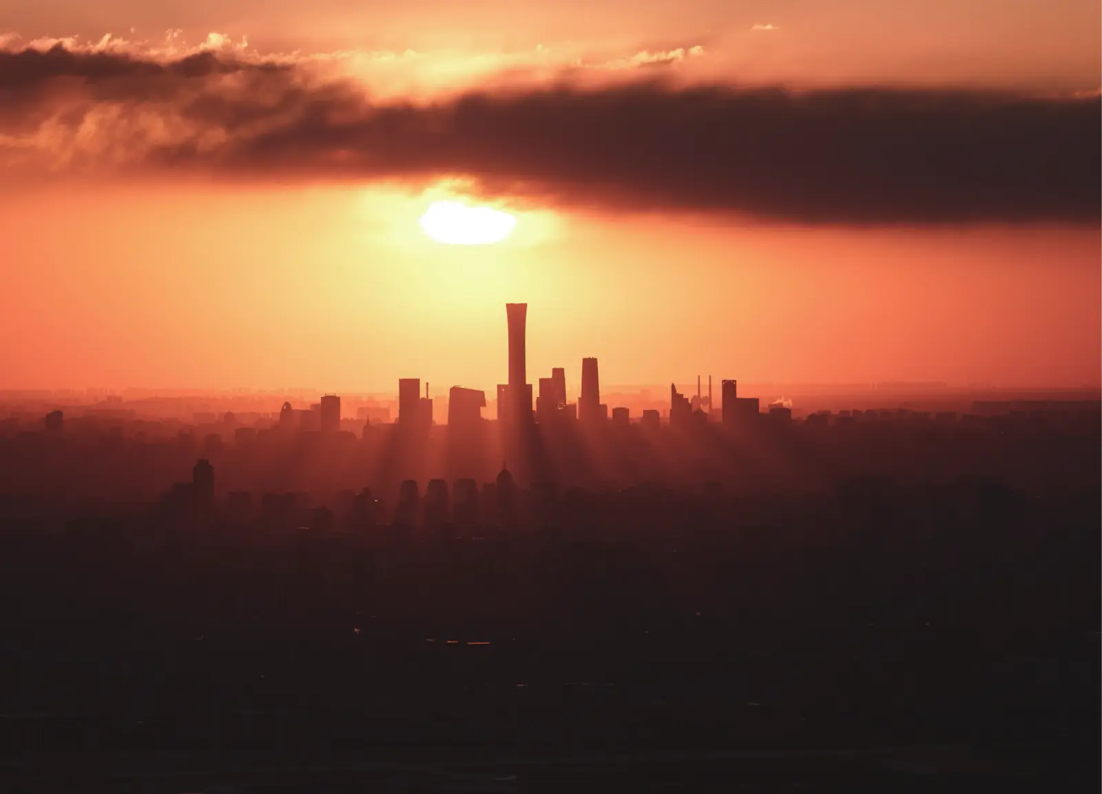 Sunset city skyline